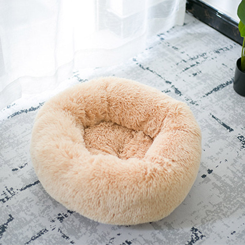 Cozy Round Plush Dog Bed for Small Dogs and Cats - Soft Pet Nest Mat for Puppies