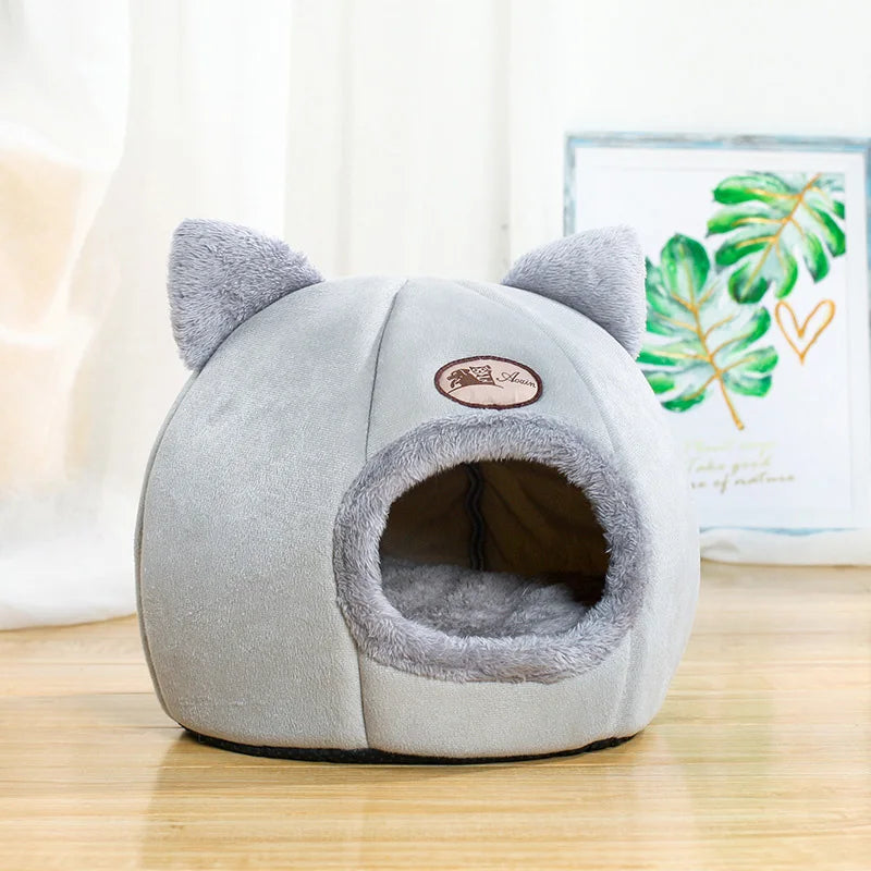 Cozy Winter Cat Bed & Small Dog House - Deep Sleep Comfort Tent Nest for Pets