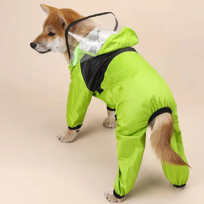 Waterproof Pet Dog Raincoat with Transparent Hood - Stylish Jumpsuit for Dogs and Cats