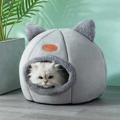 Cozy Winter Cat Bed & Small Dog House - Deep Sleep Comfort Tent Nest for Pets