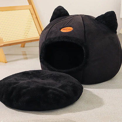 Cozy Winter Cat Bed & Small Dog House - Deep Sleep Comfort Tent Nest for Pets