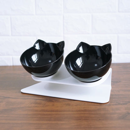 Non-Slip Raised Cat Bowl with Stand - Ergonomic Pet Feeder for Cats and Dogs, Transparent Design