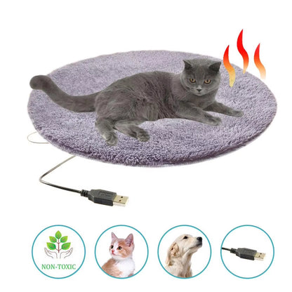 Cozy Winter Electric Heating Pad for Pets - Plush USB Charging Blanket for Dogs and Cats, Perfect for Travel