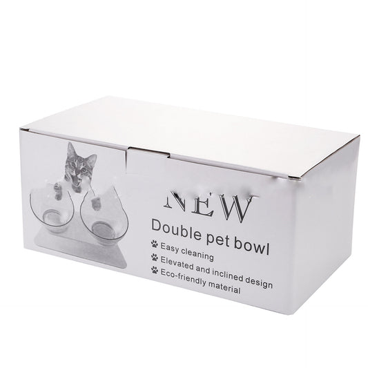 Non-Slip Raised Cat Bowl with Stand - Ergonomic Pet Feeder for Cats and Dogs, Transparent Design