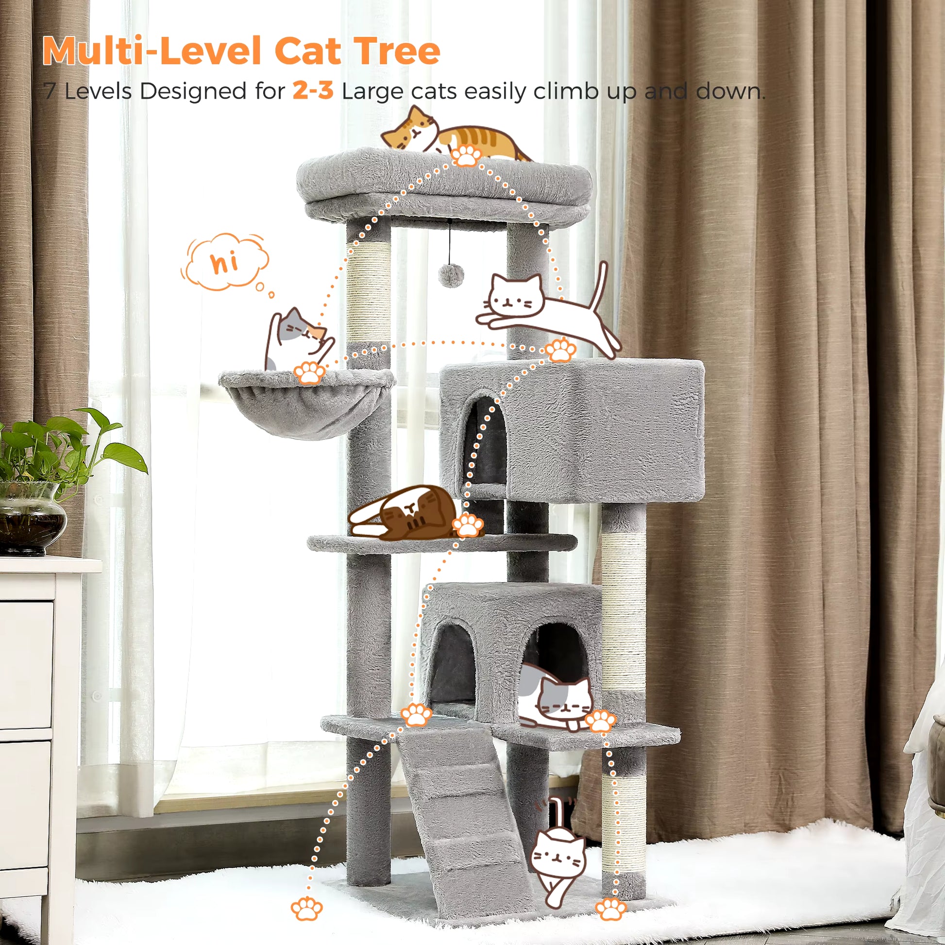 Elevate Your Cat's Playtime: Premium Multi-Level Luxury Cat Tree with Cozy Condos, Perches, and Scratching Post
