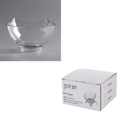 Non-Slip Raised Cat Bowl with Stand - Ergonomic Pet Feeder for Cats and Dogs, Transparent Design