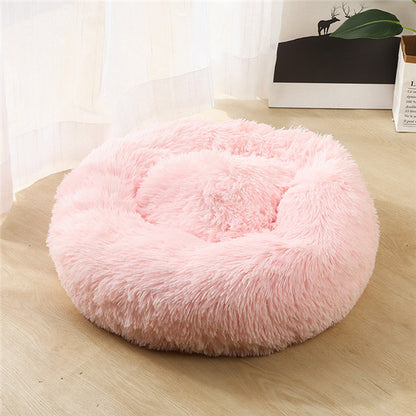 Cozy Round Plush Dog Bed for Small Dogs and Cats - Soft Pet Nest Mat for Puppies