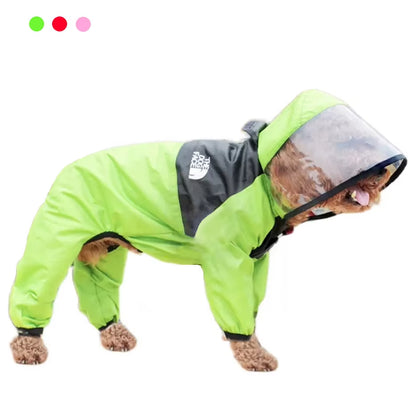 Waterproof Pet Dog Raincoat with Transparent Hood - Stylish Jumpsuit for Dogs and Cats