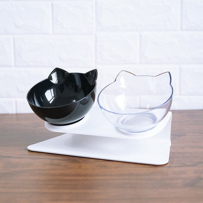 Non-Slip Raised Cat Bowl with Stand - Ergonomic Pet Feeder for Cats and Dogs, Transparent Design
