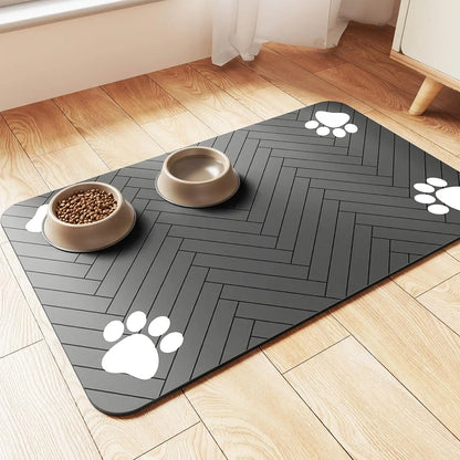 Absorbent Pet Feeding Mat with Waterproof Backing - Quick Dry Placemat for Dogs and Cats