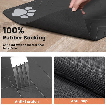 Absorbent Pet Feeding Mat with Waterproof Backing - Quick Dry Placemat for Dogs and Cats