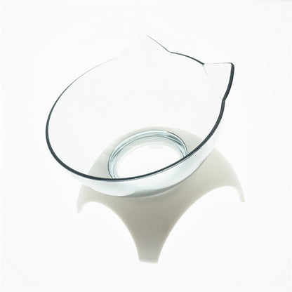 Non-Slip Raised Cat Bowl with Stand - Ergonomic Pet Feeder for Cats and Dogs, Transparent Design