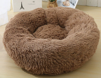 Cozy Round Plush Dog Bed for Small Dogs and Cats - Soft Pet Nest Mat for Puppies