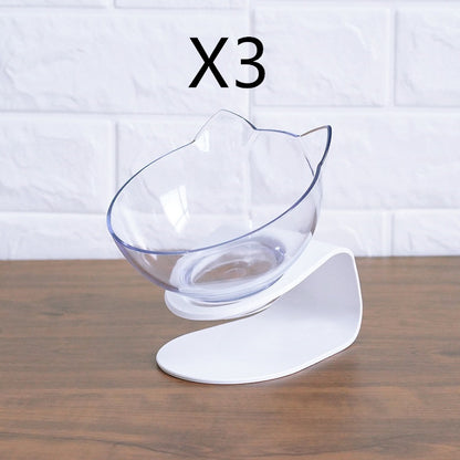 Non-Slip Raised Cat Bowl with Stand - Ergonomic Pet Feeder for Cats and Dogs, Transparent Design