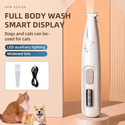 Rechargeable USB Dog Paw Trimmer with LED Light - Waterproof, Low Noise Electric Scissors for Pet Face, Foot, Ear, and Hip Grooming