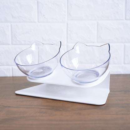 Non-Slip Raised Cat Bowl with Stand - Ergonomic Pet Feeder for Cats and Dogs, Transparent Design