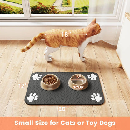 Absorbent Pet Feeding Mat with Waterproof Backing - Quick Dry Placemat for Dogs and Cats