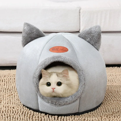 Cozy Winter Cat Bed & Small Dog House - Deep Sleep Comfort Tent Nest for Pets