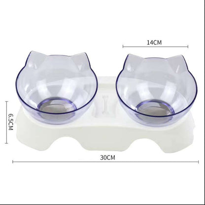 Non-Slip Raised Cat Bowl with Stand - Ergonomic Pet Feeder for Cats and Dogs, Transparent Design